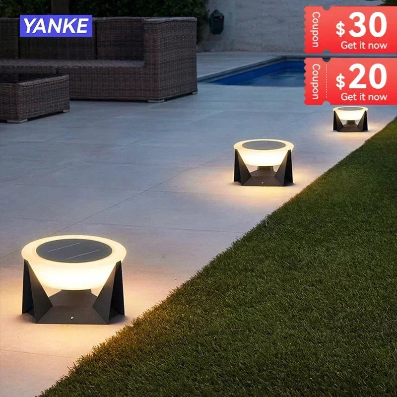 LED Solar Garden Column Lamp - Waterproof Post Light for Fence, Gate, and Patio Decoration